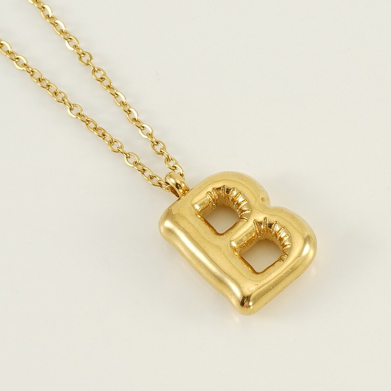 Gold color / 1 Piece Simple Series Simple Letter B Stainless Steel 18K Gold Plated Women's Pendant Necklaces Picture2